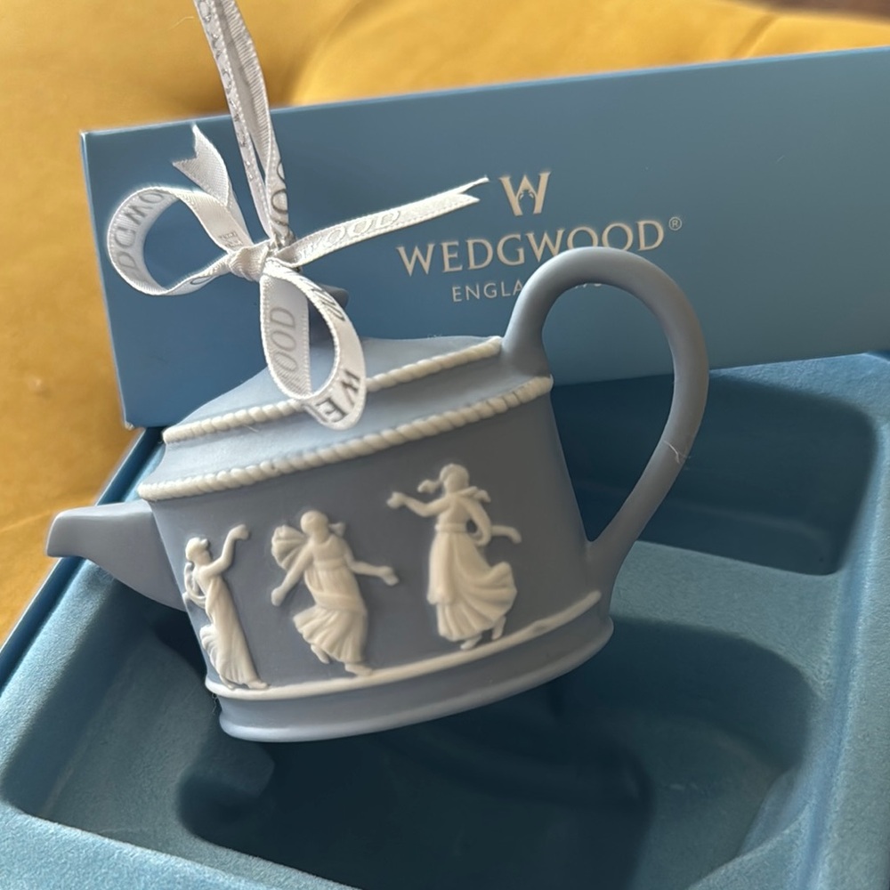 Wedgwood Jasperware Teapot Ornament Dancing Hours Cameo
